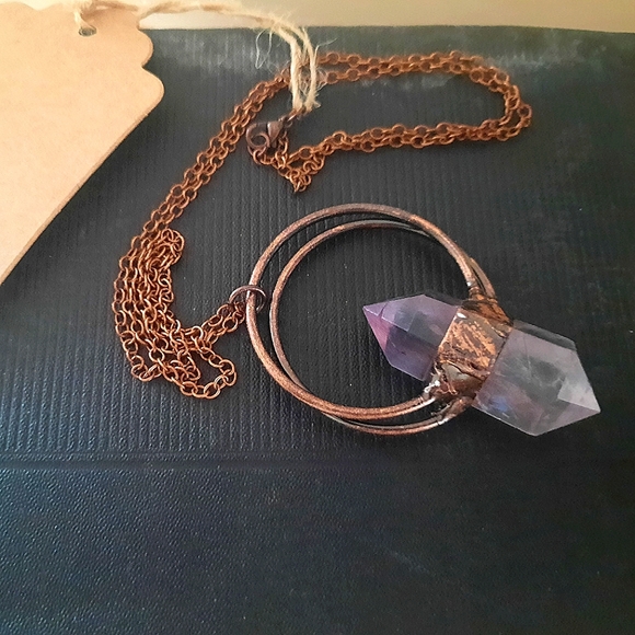 Foxlark Jewelry - Large Amethyst necklace / Large Crystal Necklace Foxlark Collection